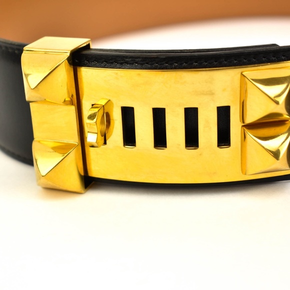 HERMES Collier de Chien Black/Gold Leather Belt tw main image 7